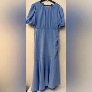 Sachin and Babi CAMILA DRESS in BLUE Sz 12 Crepe Ruched Mermaid Dress No Belt